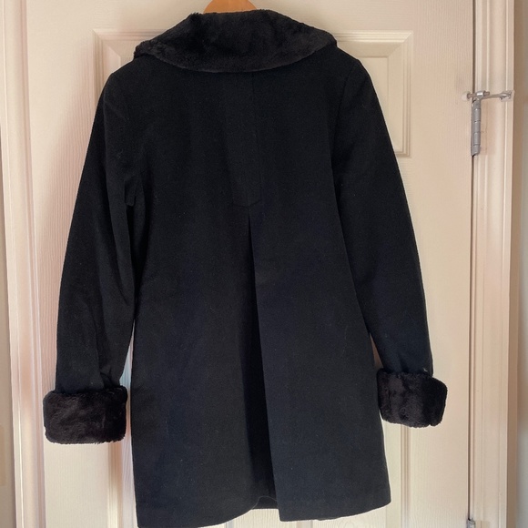 Black Wool Blend Jacket With Faux Fur Collar BNWOT Size 38 - Picture 5 of 7